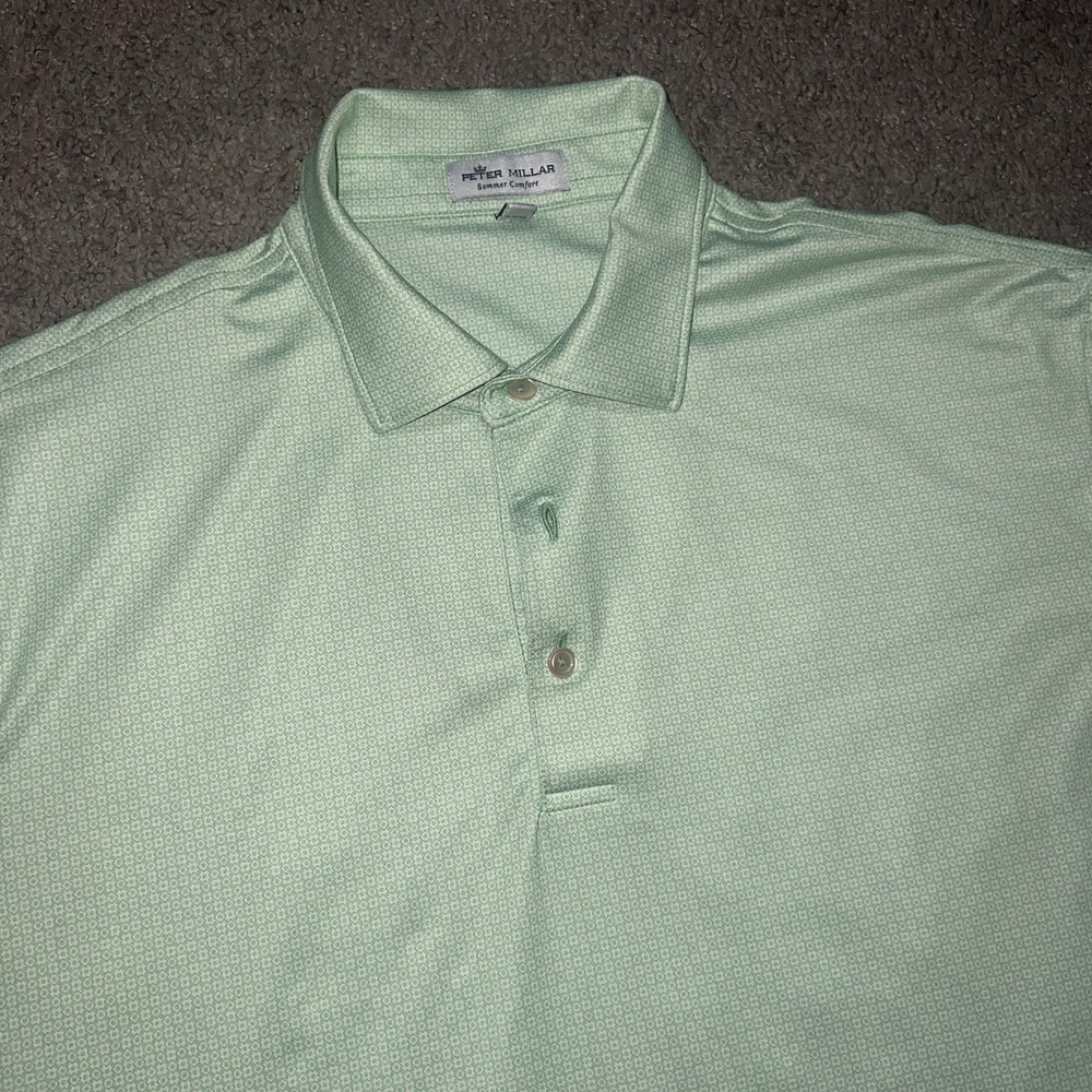 Peter Millar Summer Comfort Men's Green Graphic Print Polo Shirt XL